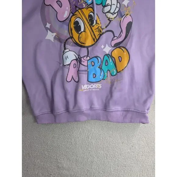 SpaceLine Hoodie Sweatshirt Mens Medium Drugs R Bad Retro Streetwear Pink - Picture 12 of 16